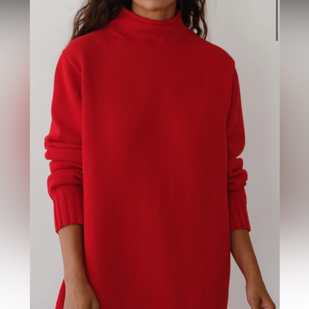 DONNI. Bold Red Crew Neck Sweater